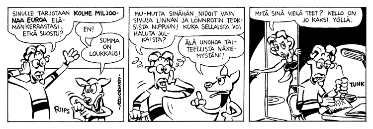 Loikan vuoksi (Daily strip, Finnish) 148